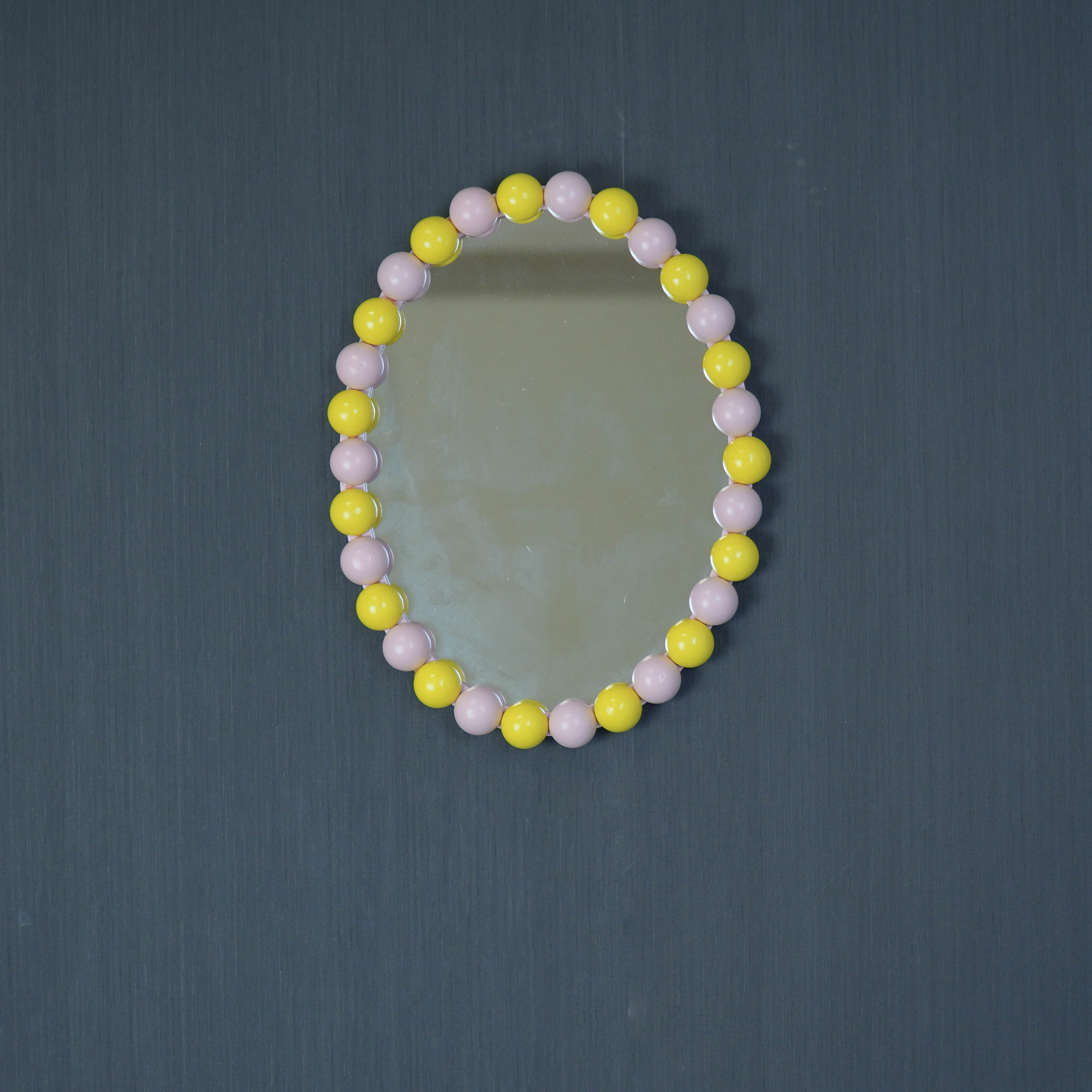 Mirror - Oval - Bubbles -Light Pink/Yellow- 29x22.5cm