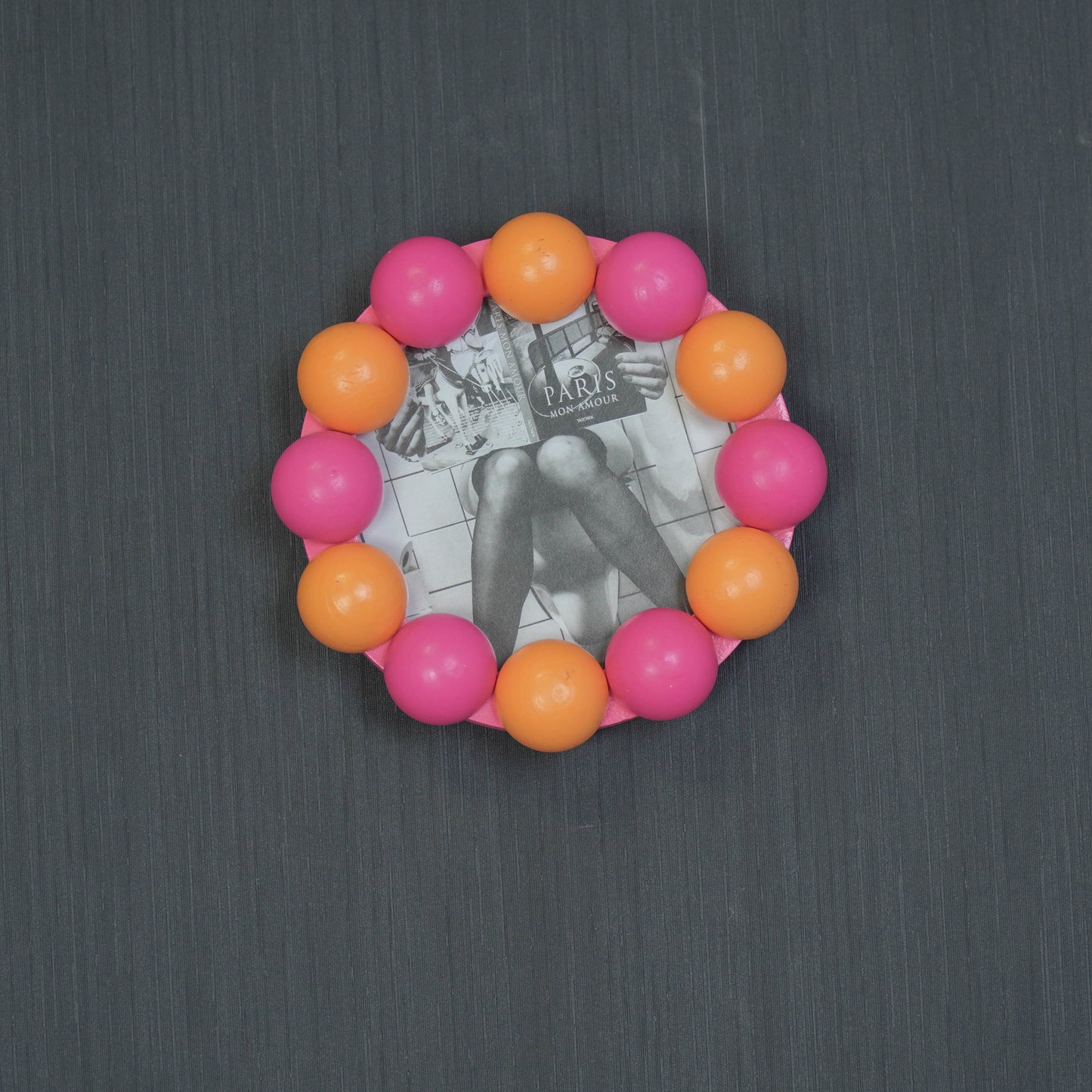 Picture Frame -Bubbles - Neon Pink/Orange -14.5x14.5cm