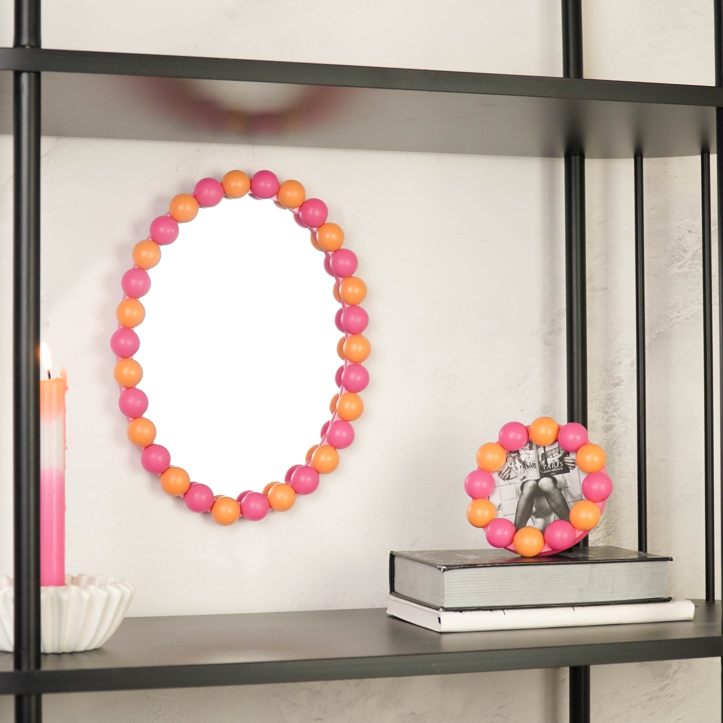 Picture Frame -Bubbles - Neon Pink/Orange -14.5x14.5cm