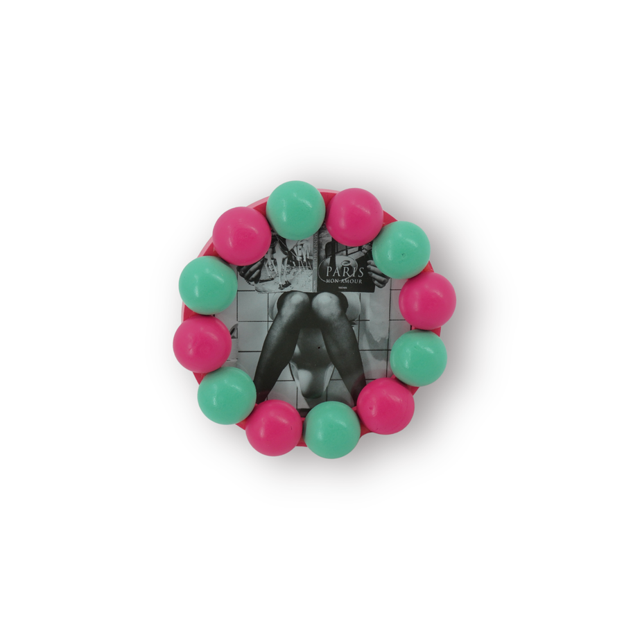 Picture Frame  - Bubbles - Neon Pink/Mint -14.5x14.5cm