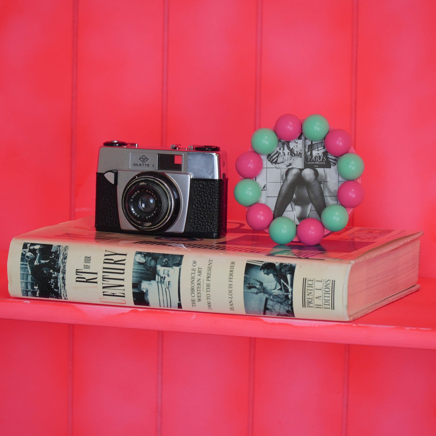 Picture Frame  - Bubbles - Neon Pink/Mint -14.5x14.5cm