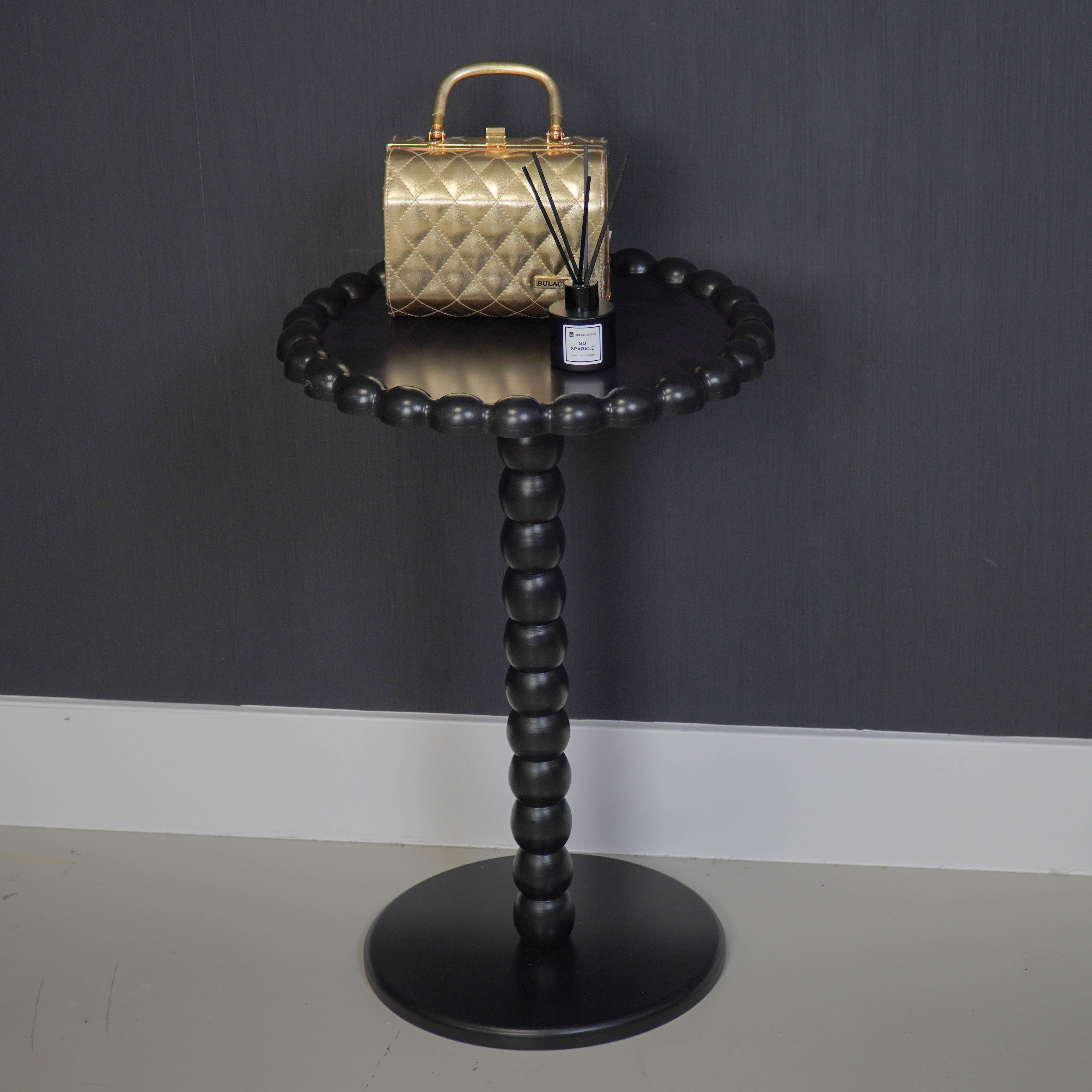 Side Table - Round - Black  - MDF - 38X55cm