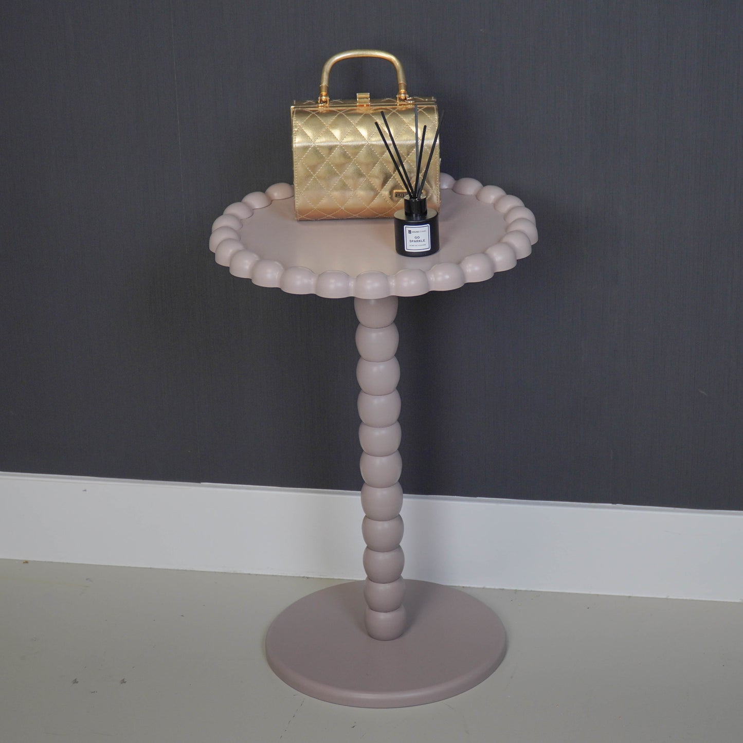 Side Table - Round - Taupe  - MDF - 38X55cm