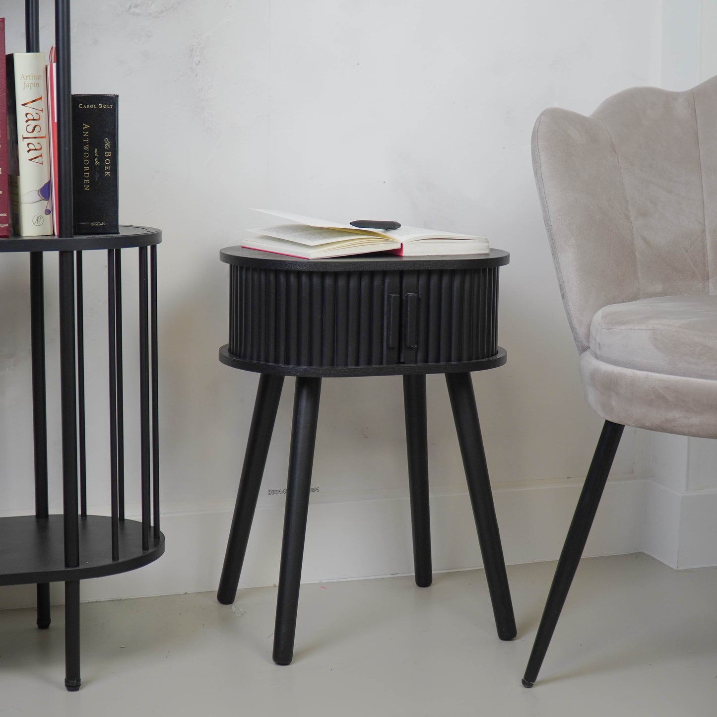 Side Table / Bedside Table - Black  - MDF - 40x30x53cm