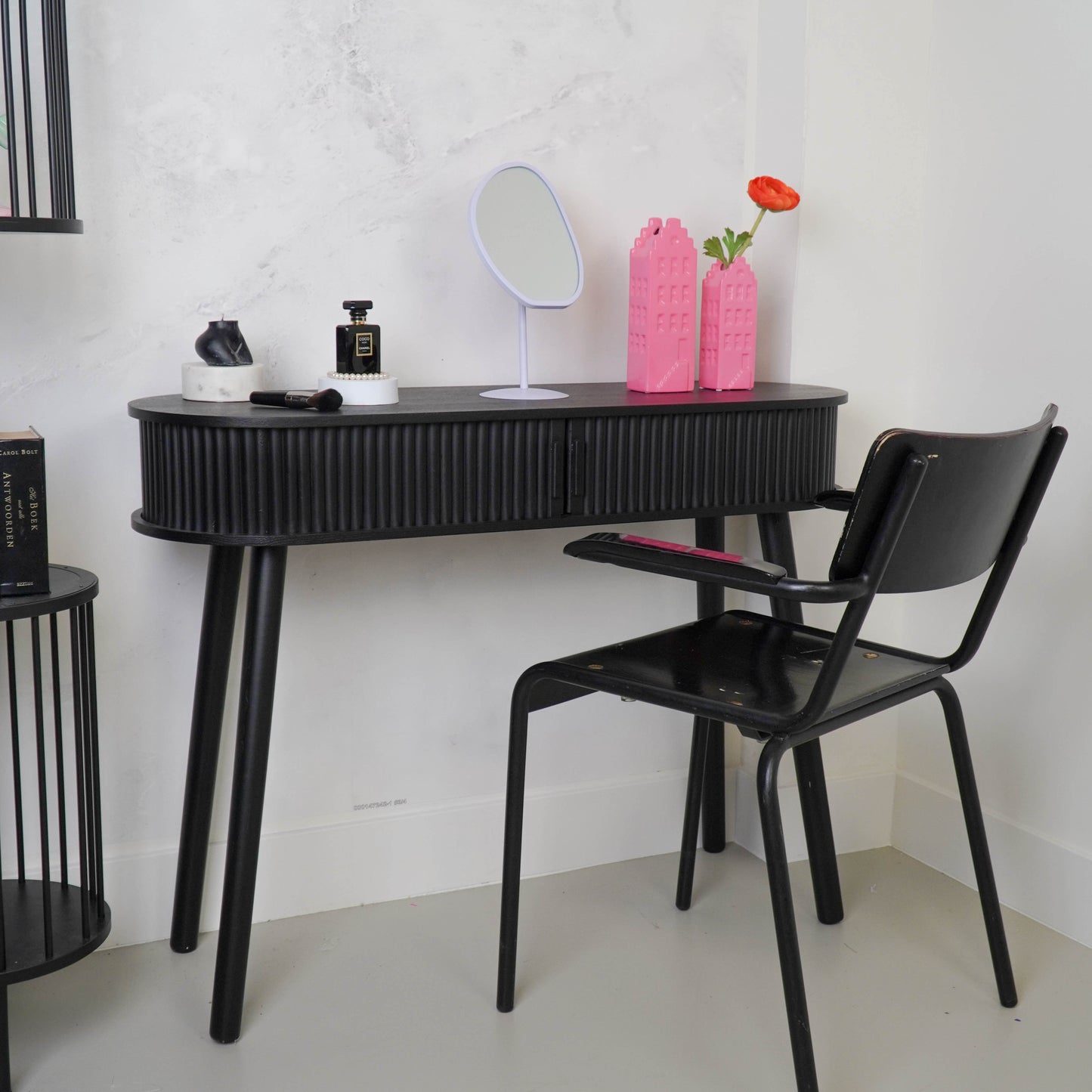 Side Table - Black  - MDF - 100x33x76cm