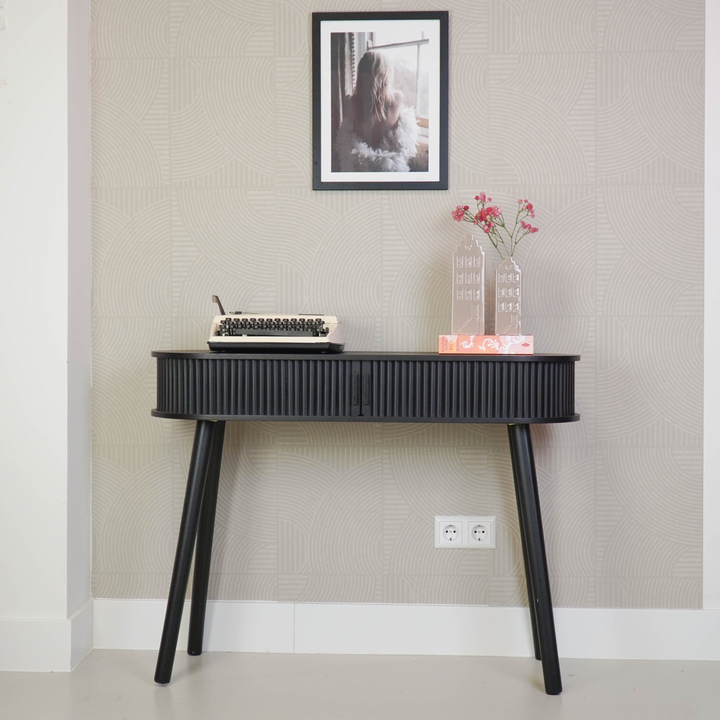 Side Table - Black  - MDF - 100x33x76cm
