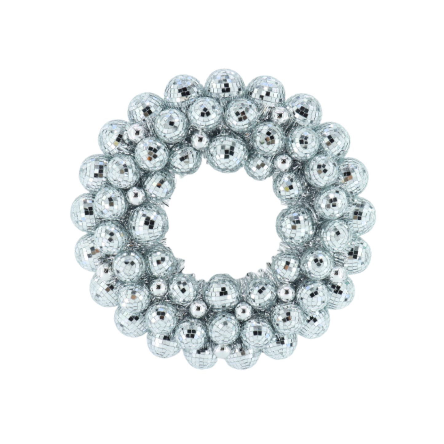 Christmas Decoration - Christmas Wreath - Discoball balls - Polysterene - Silver - 40×40×7.5CM