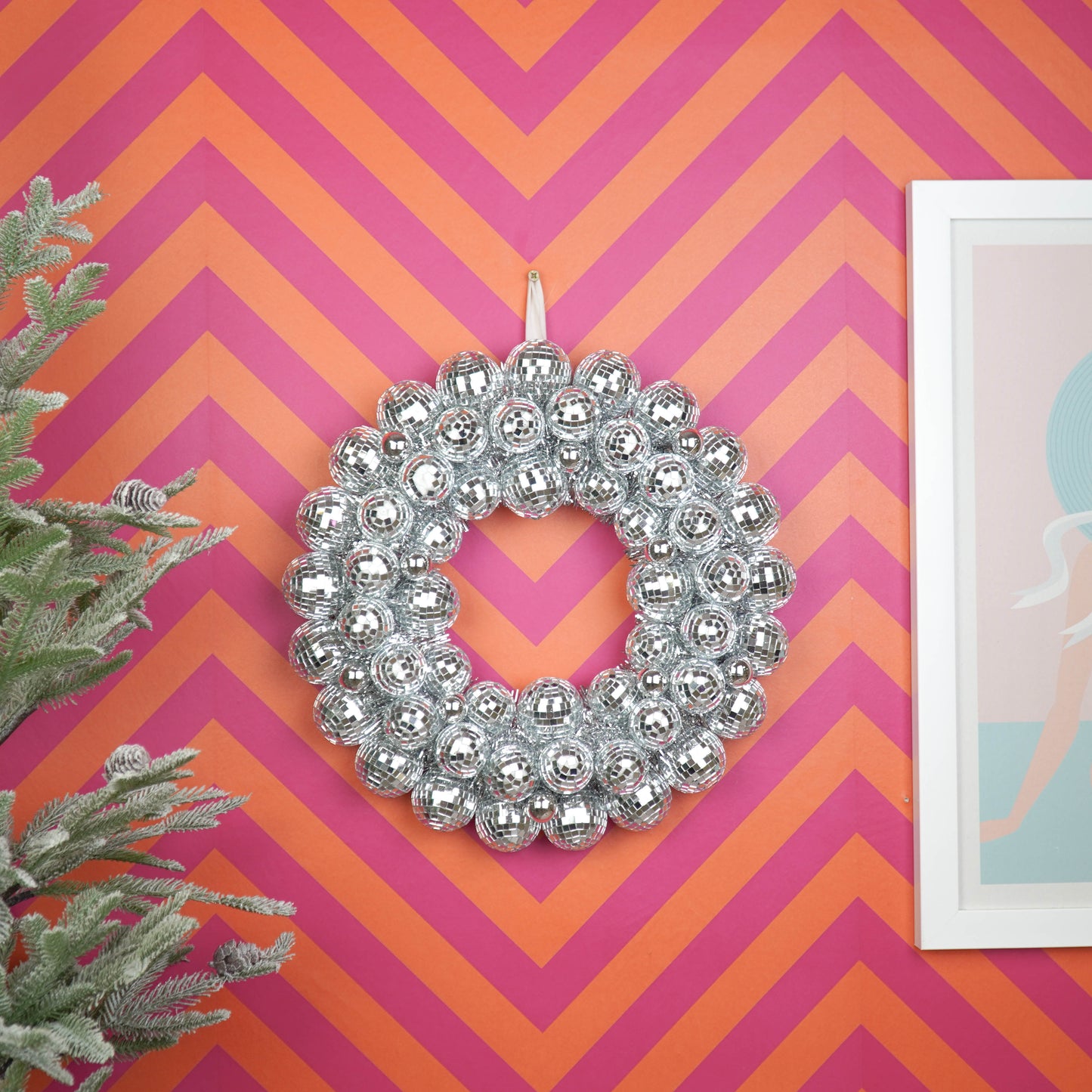 Christmas Decoration - Christmas Wreath - Discoball balls - Polysterene - Silver - 40×40×7.5CM