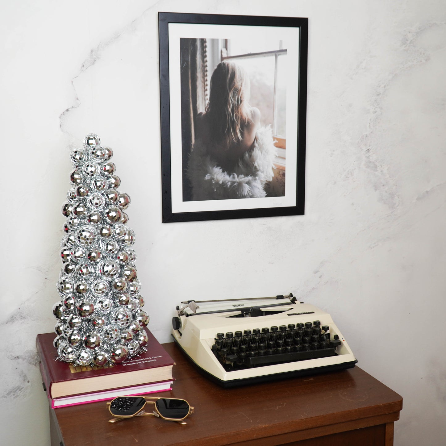 Christmas Decoration - Discoballball Tree -  Christmas Decoration - Polysterene - Silver  - 20×19×42CM