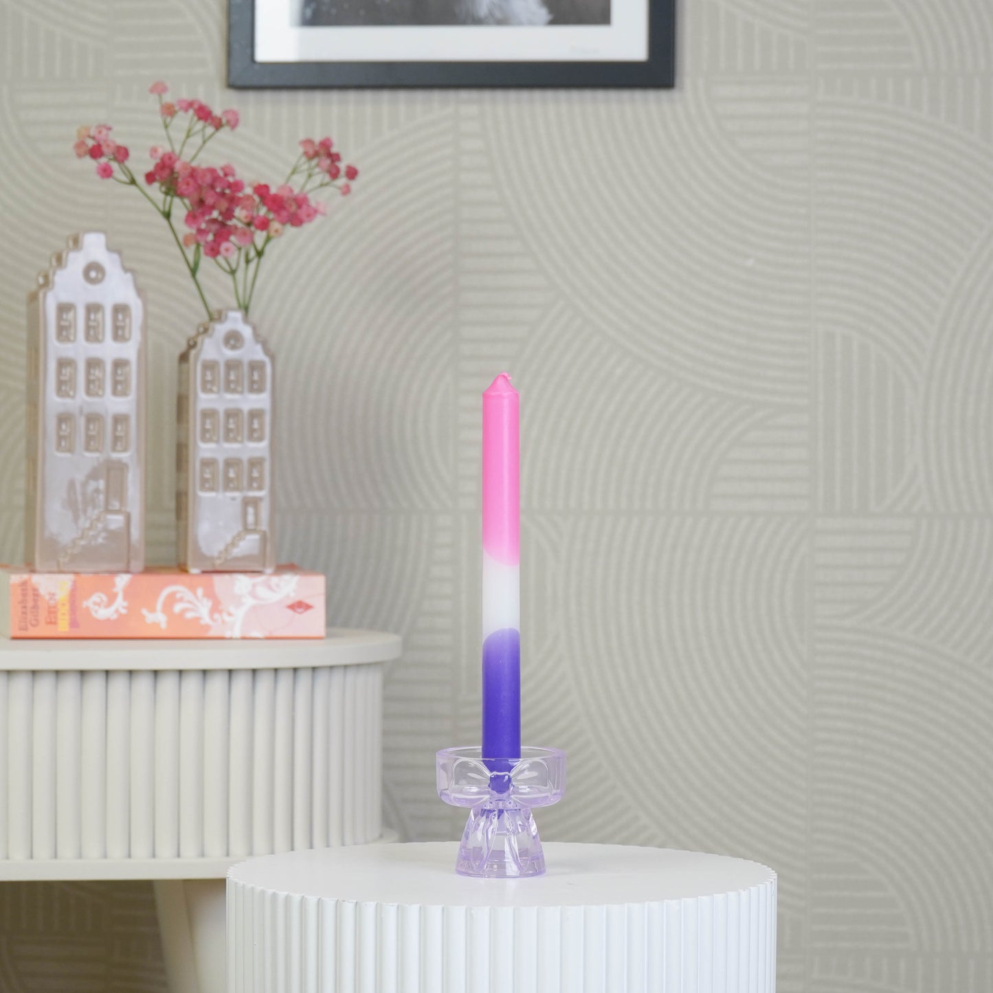 Candle- and Tealightholder Bow - Lilac - 7,5x6,5cm