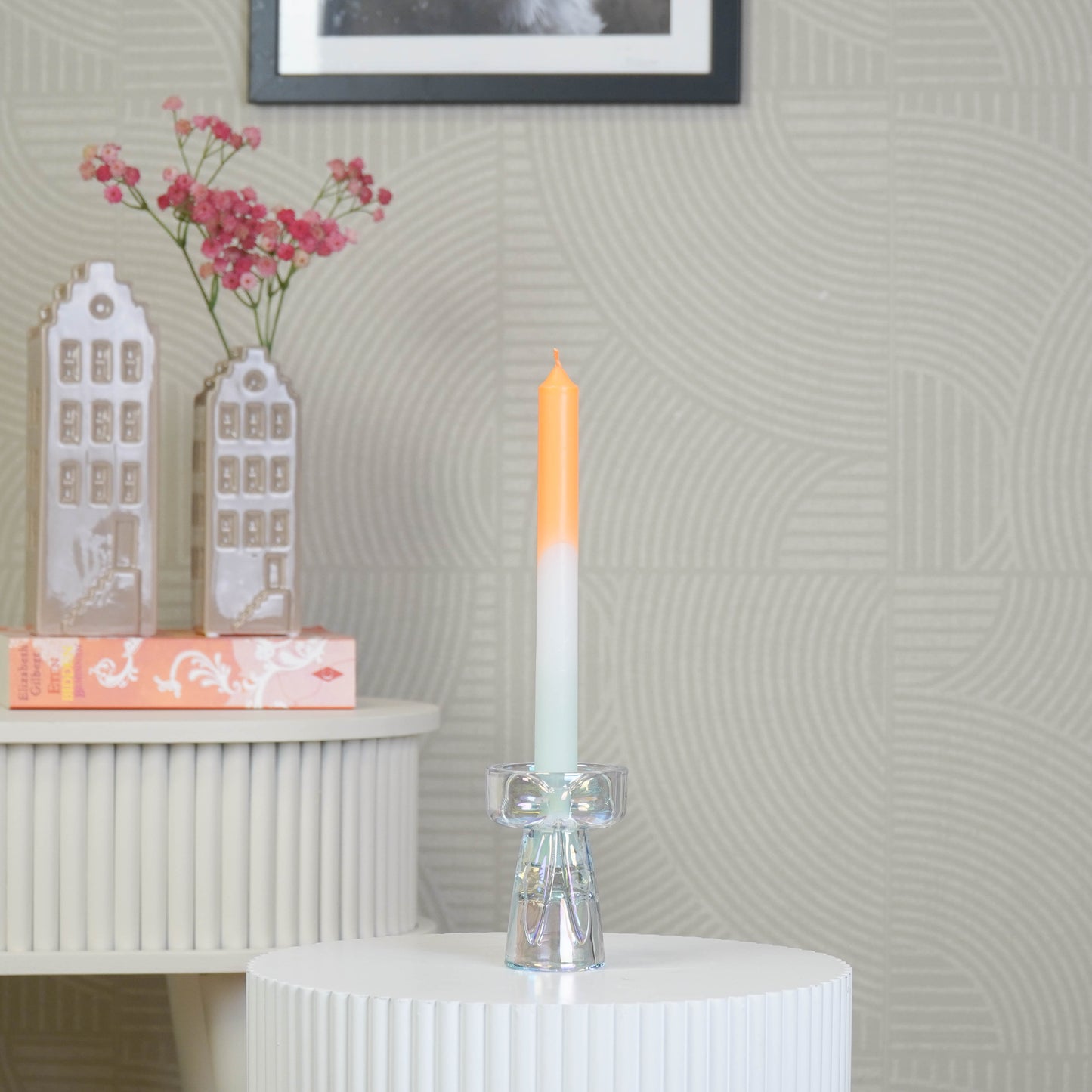 Candle- and Tealightholder Bow - Iridescent - 7,5x9,5cm