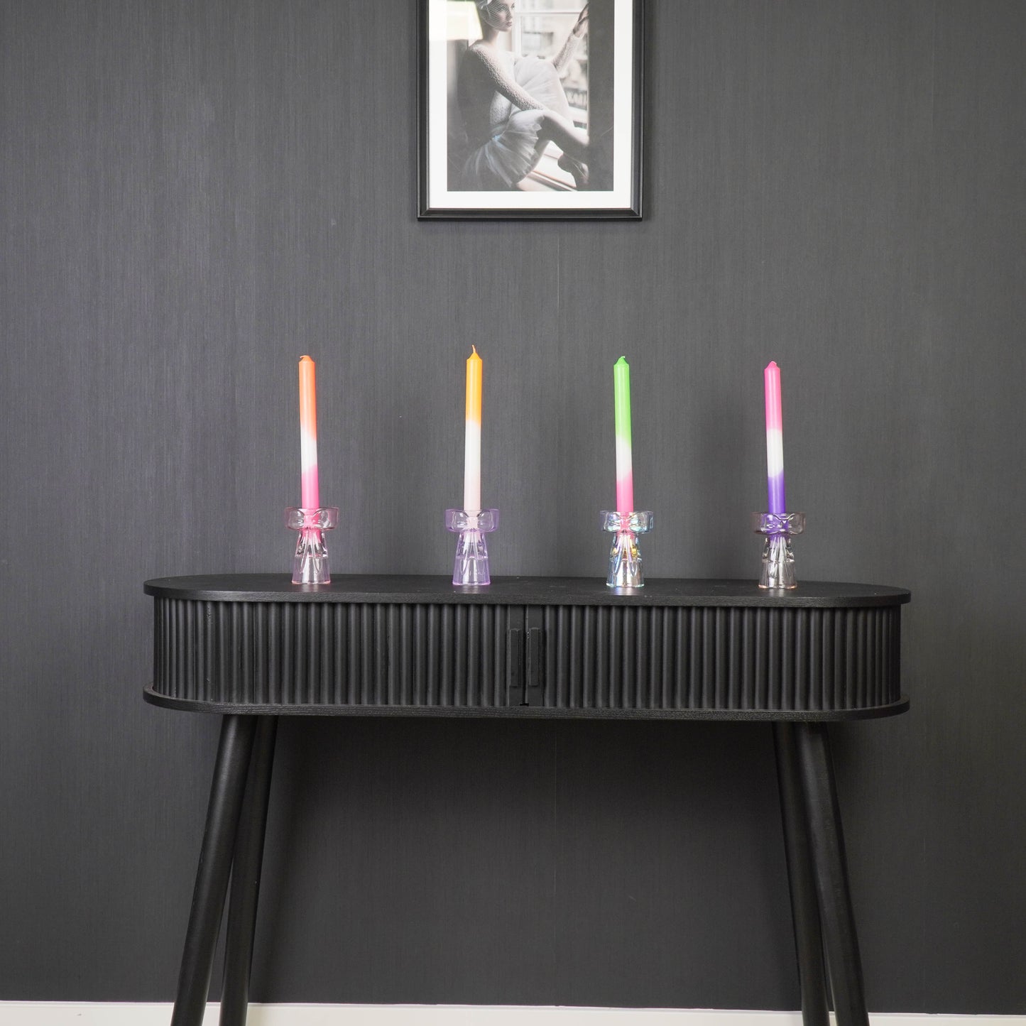 Candle- and Tealightholder Bow - Iridescent - 7,5x9,5cm