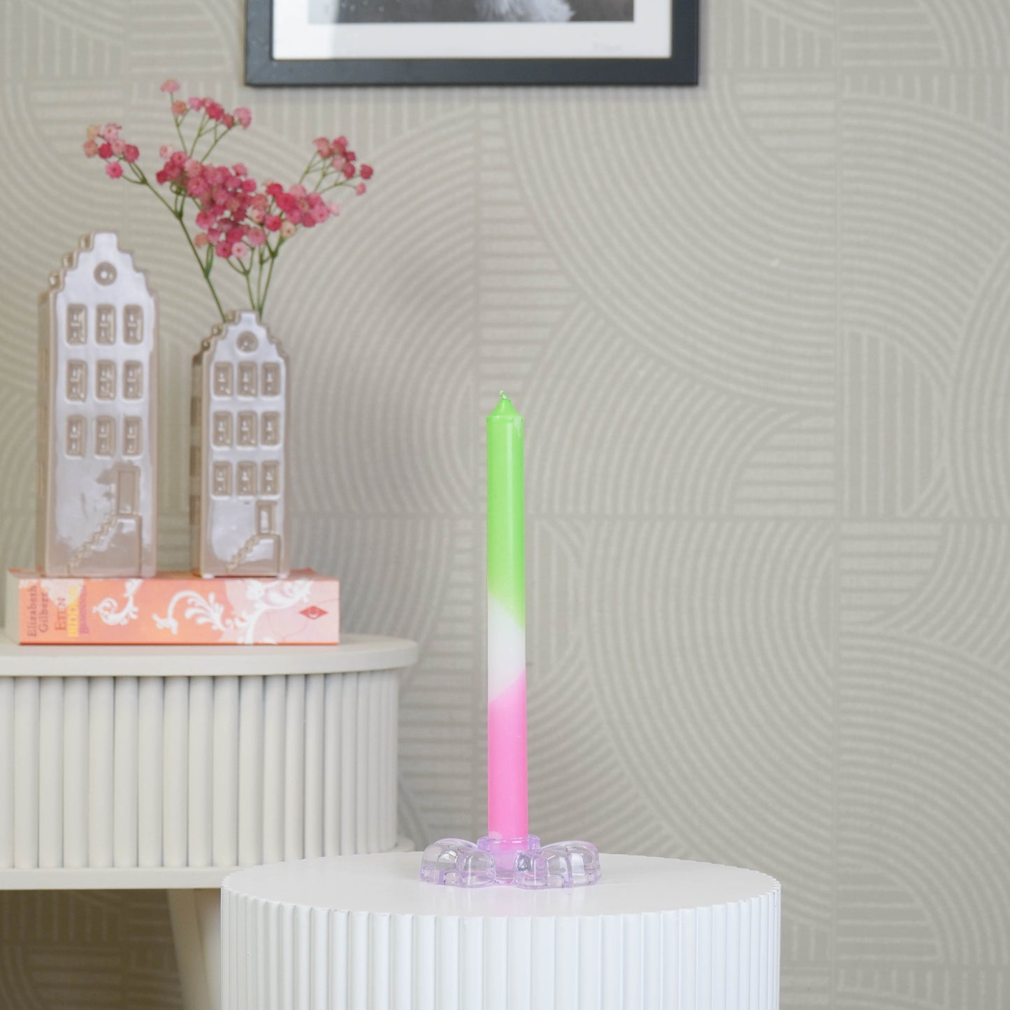 Candle Holder Bow - Glass - Lilac - 9,5x6,5x2,5cm