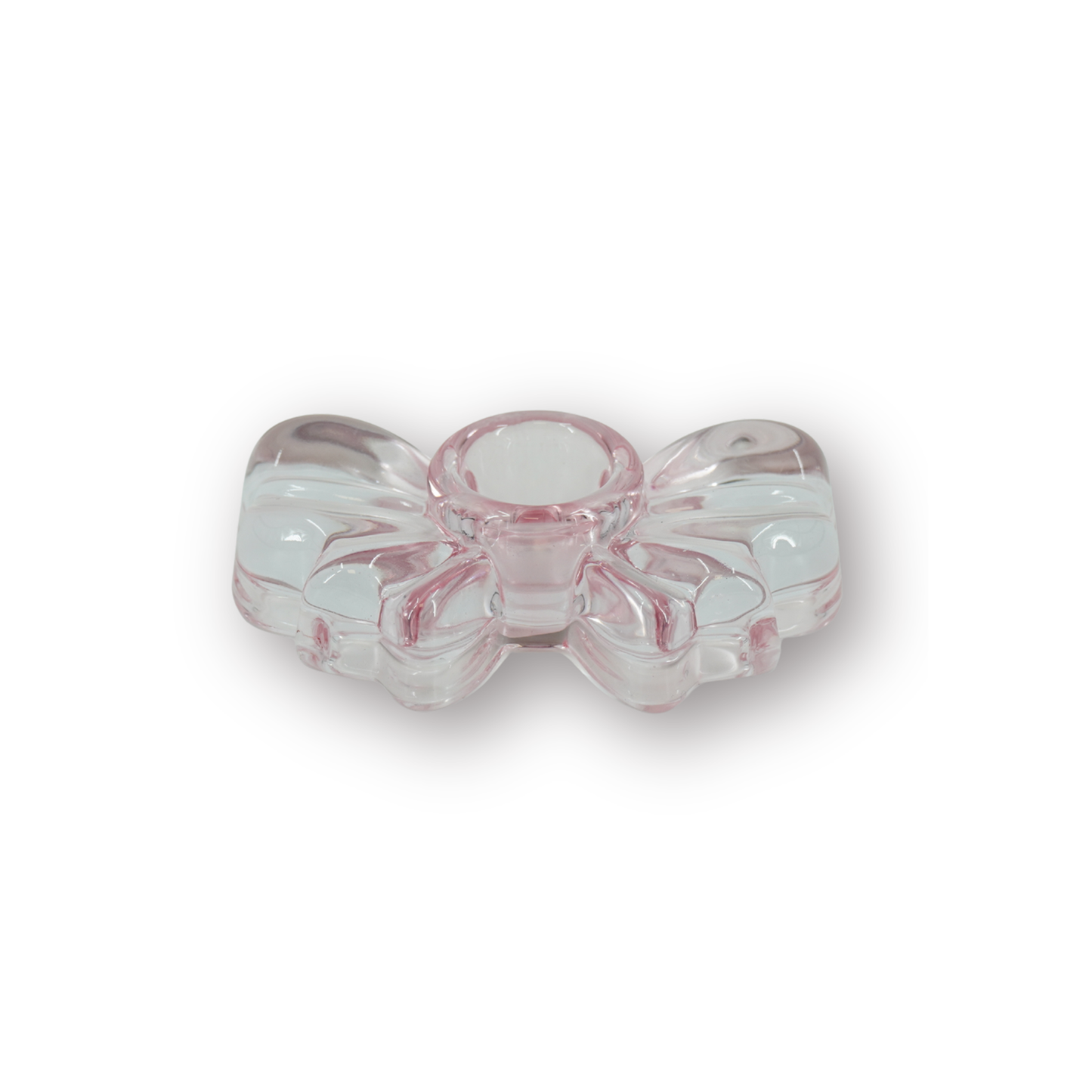 Candle Holder Bow - Glass - Pink - 9,5x6,5x2,5cm
