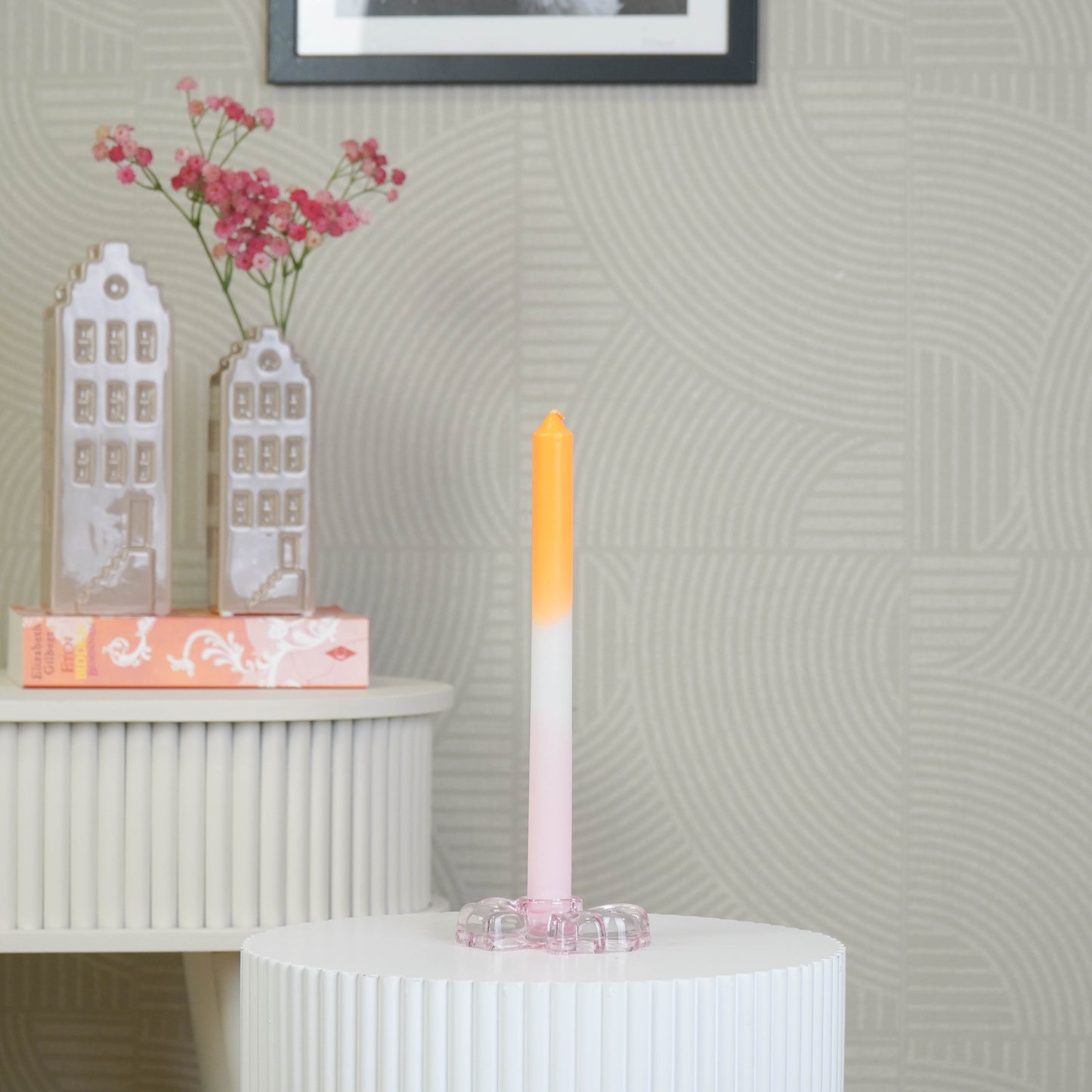 Candle Holder Bow - Glass - Pink - 9,5x6,5x2,5cm