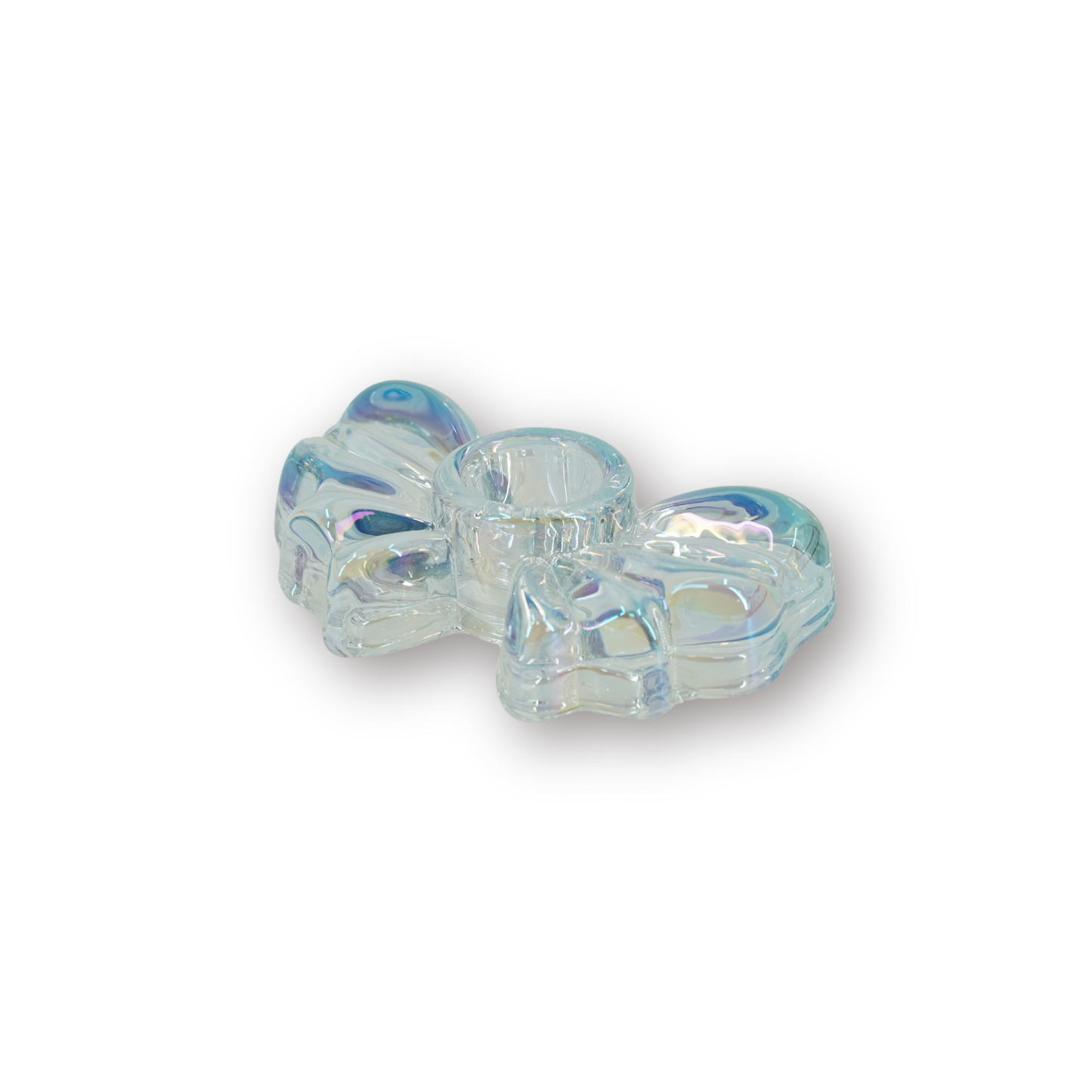 Candle Holder Bow - Glass - Iridescent - 9,5x6,5x2,5cm