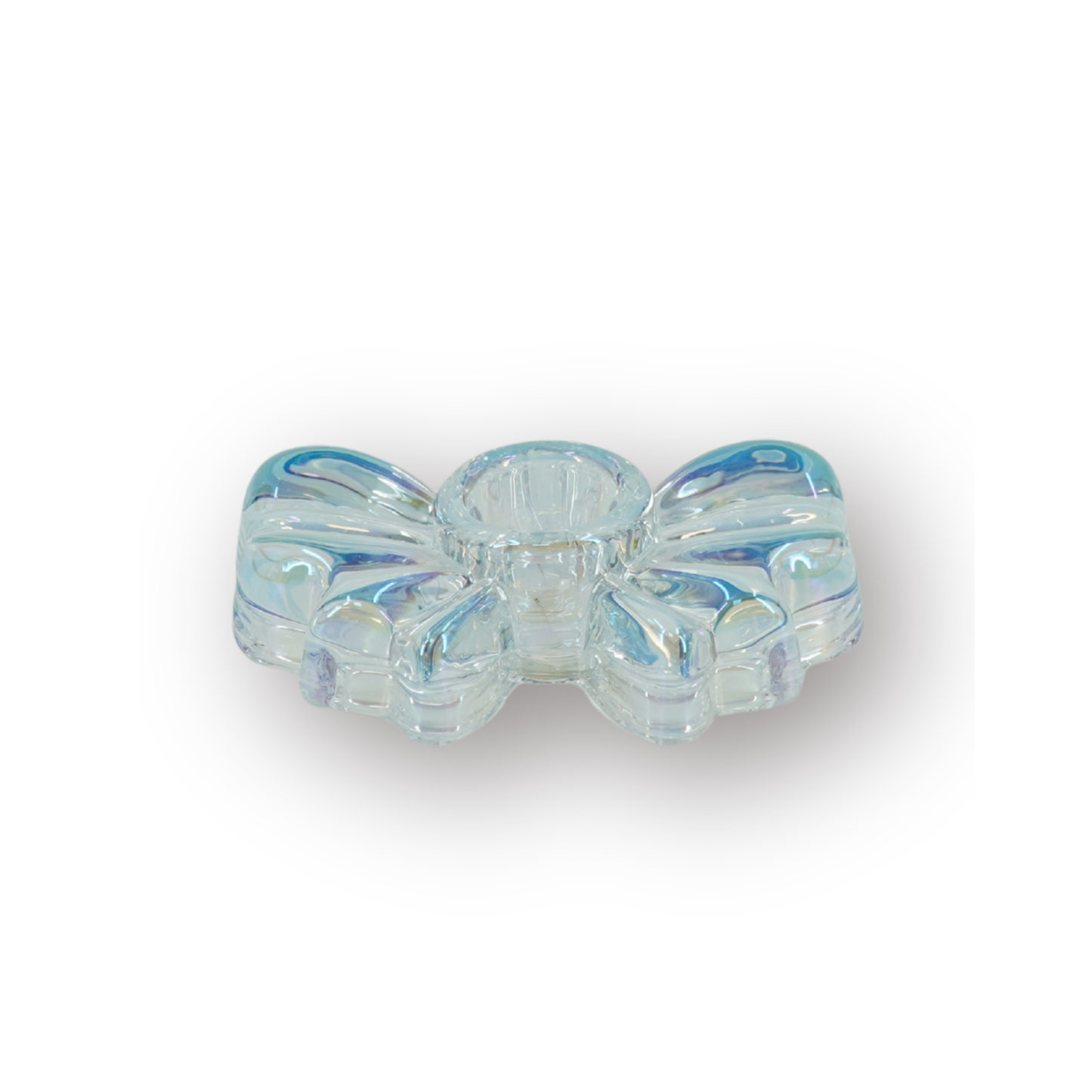 Candle Holder Bow - Glass - Iridescent - 9,5x6,5x2,5cm