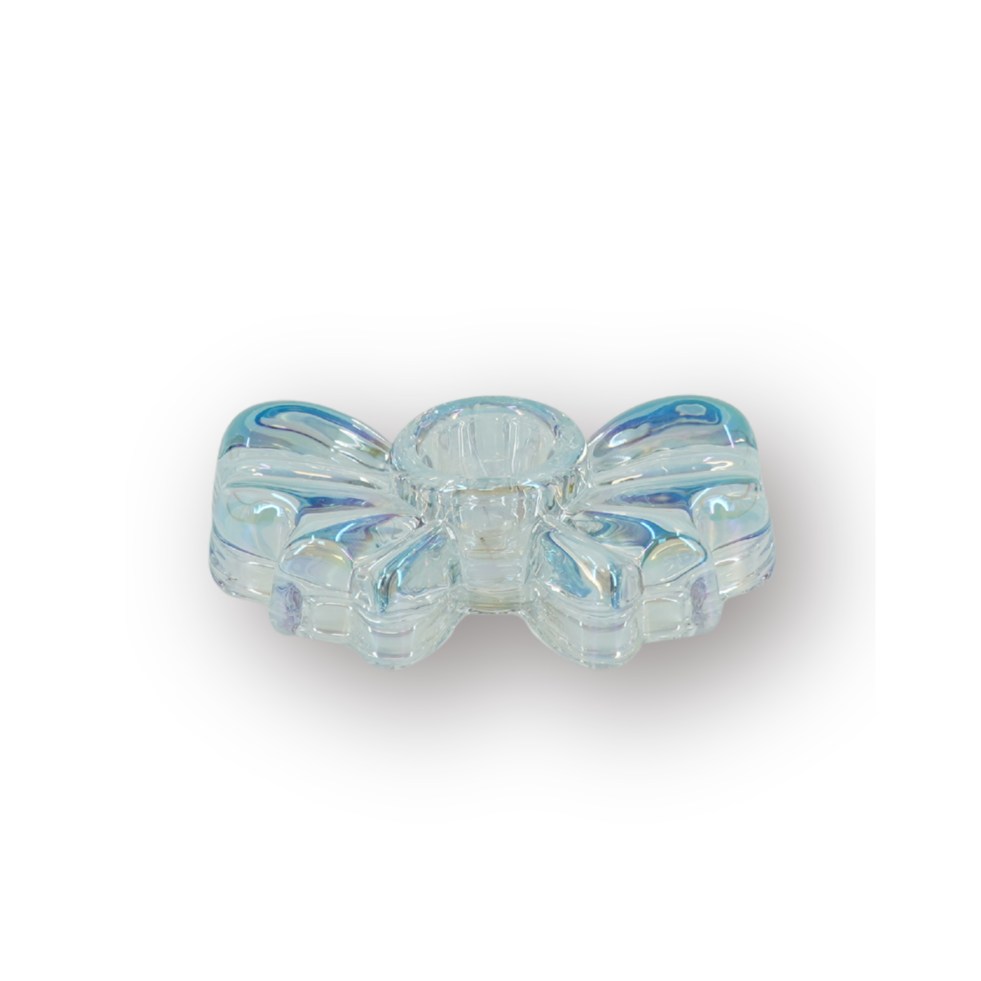 Candle Holder Bow - Glass - Iridescent - 9,5x6,5x2,5cm