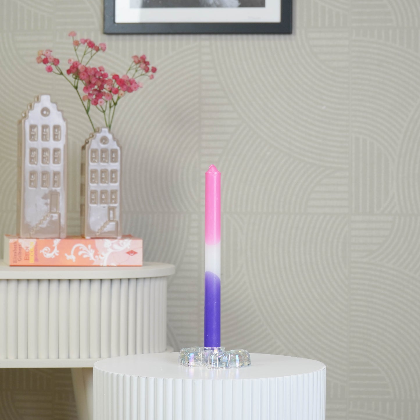 Candle Holder Bow - Glass - Iridescent - 9,5x6,5x2,5cm