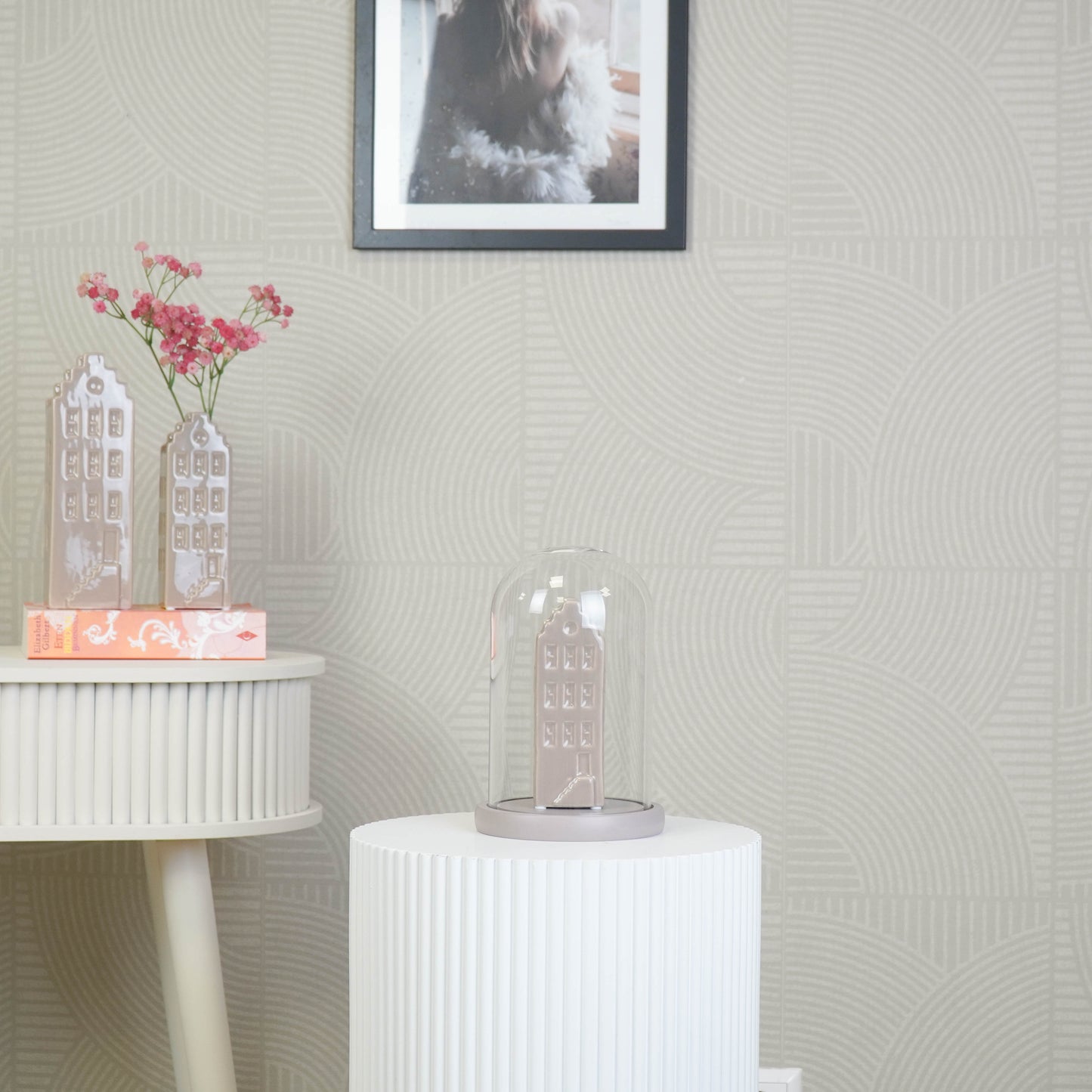 Bell Jar - Glass/Wood - Sand -  14x14x22cm