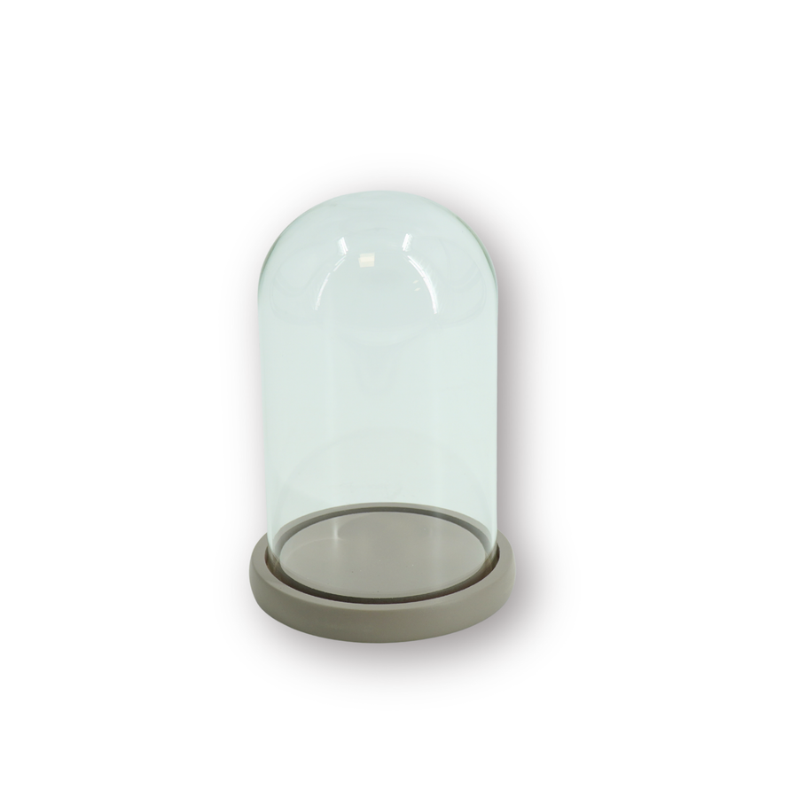Bell Jar - Glass/Wood - Sand -  14x14x22cm