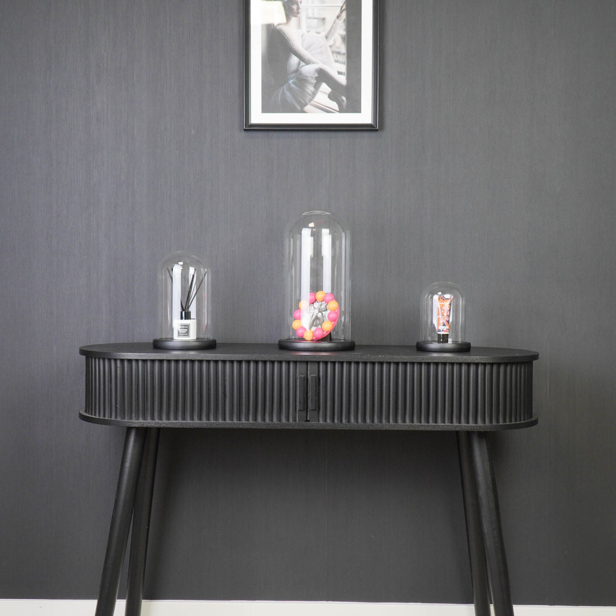 Bell Jar - Glass/Wood - Black - 11x11x15cm