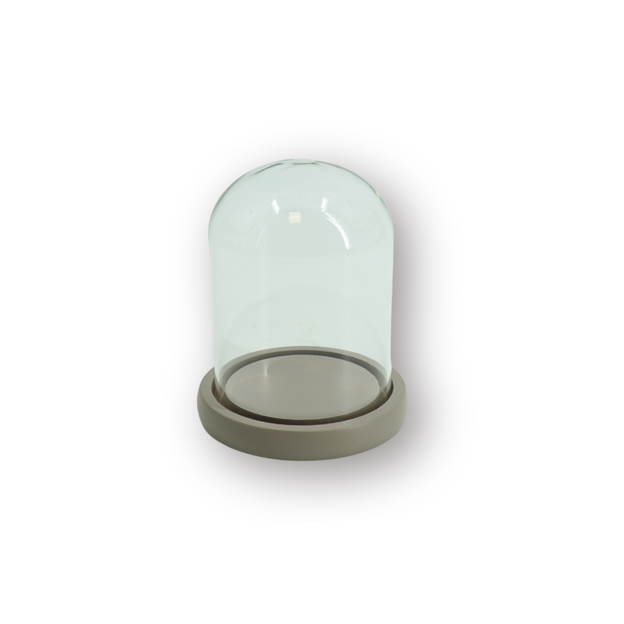 Bell Jar - Glass/Wood - Sand - 11x11x15cm