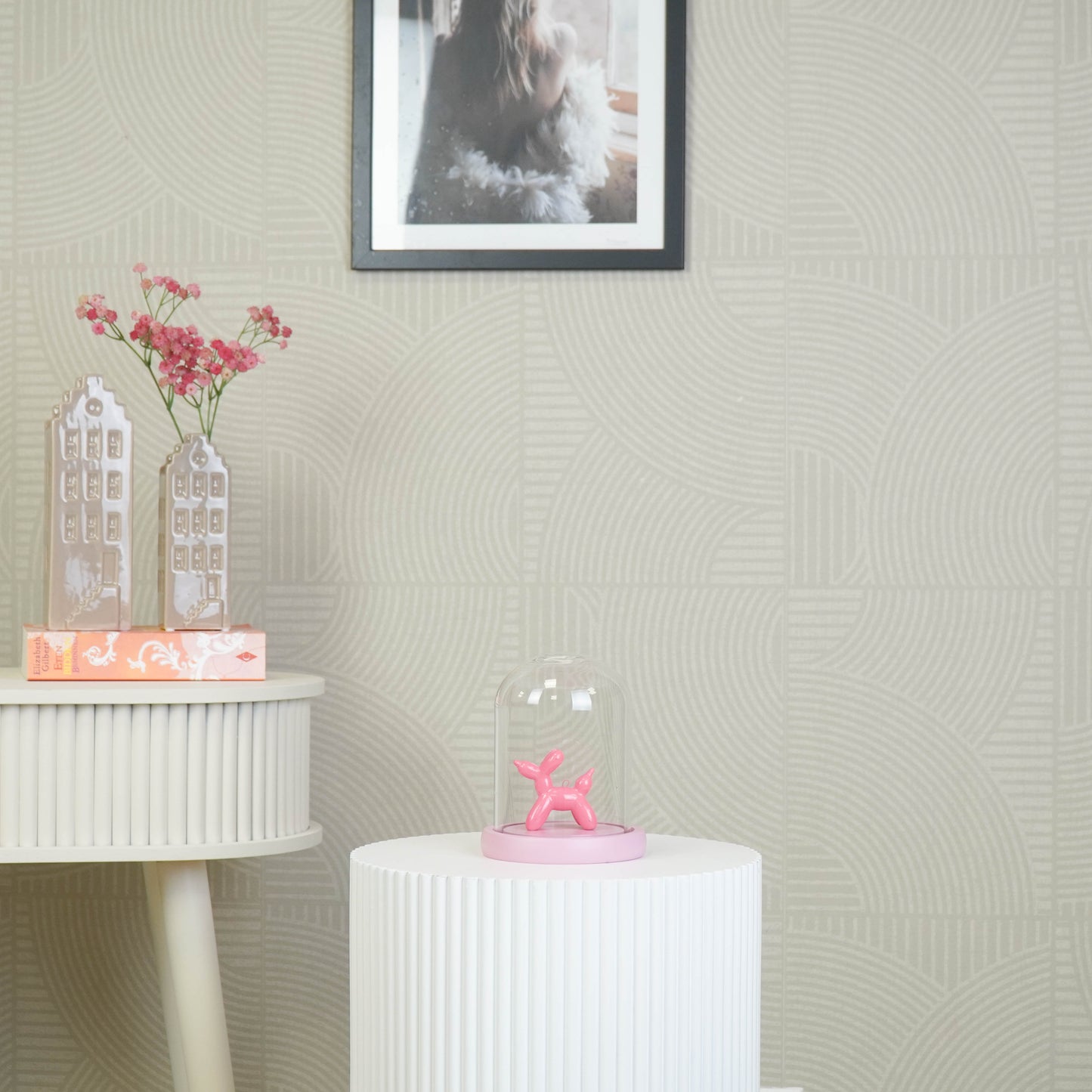 Bell Jar - Glass/Wood - Light Pink - 11x11x15cm