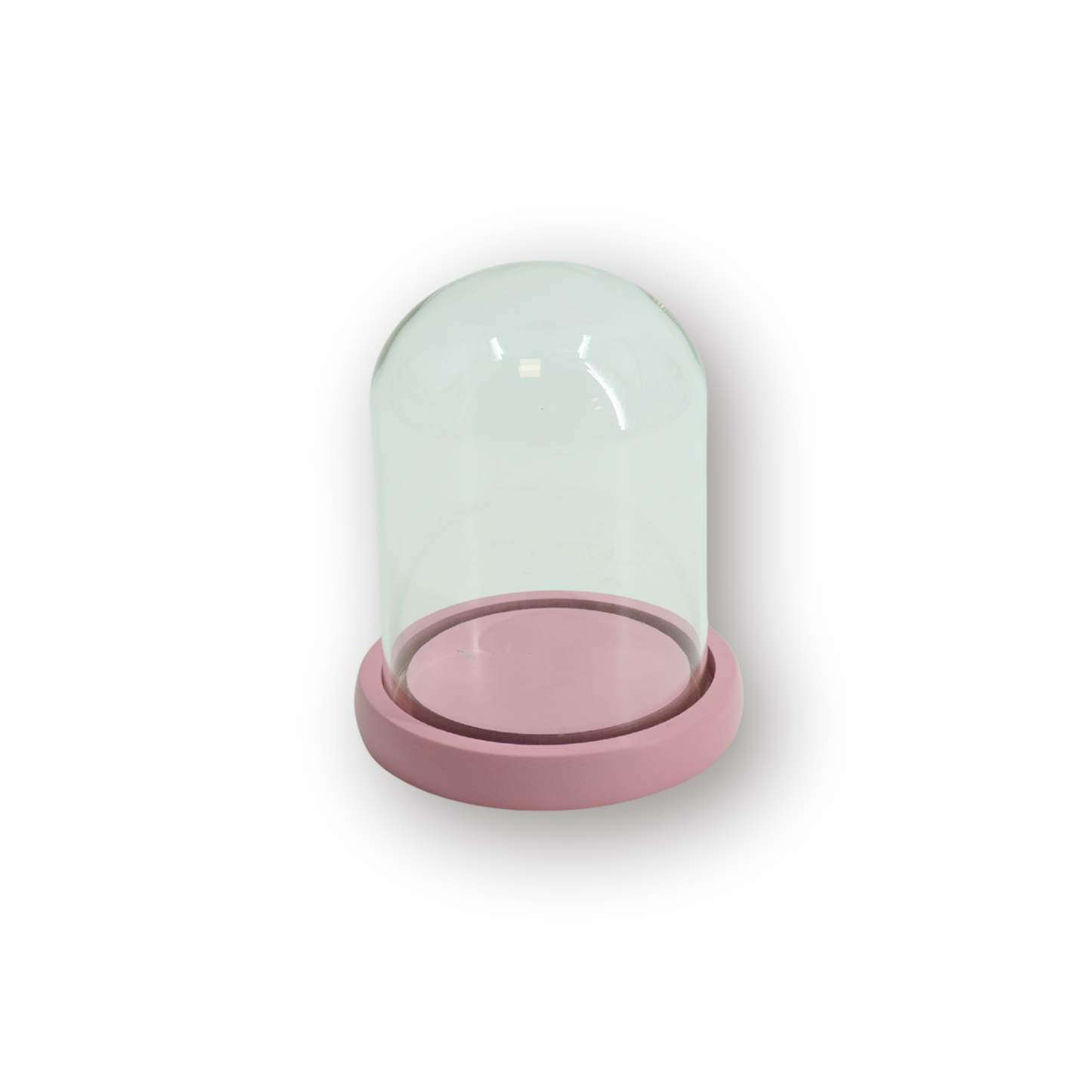 Bell Jar - Glass/Wood - Light Pink - 11x11x15cm