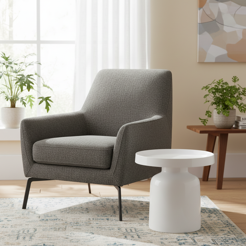 Side Table - Pawn - White - 43x42cm