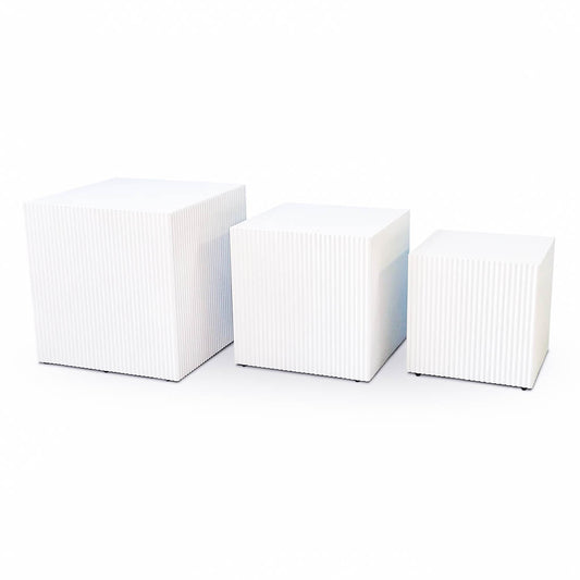 Side Table / Pillar - Square - White - MDF - S3 - 28|34|40cm