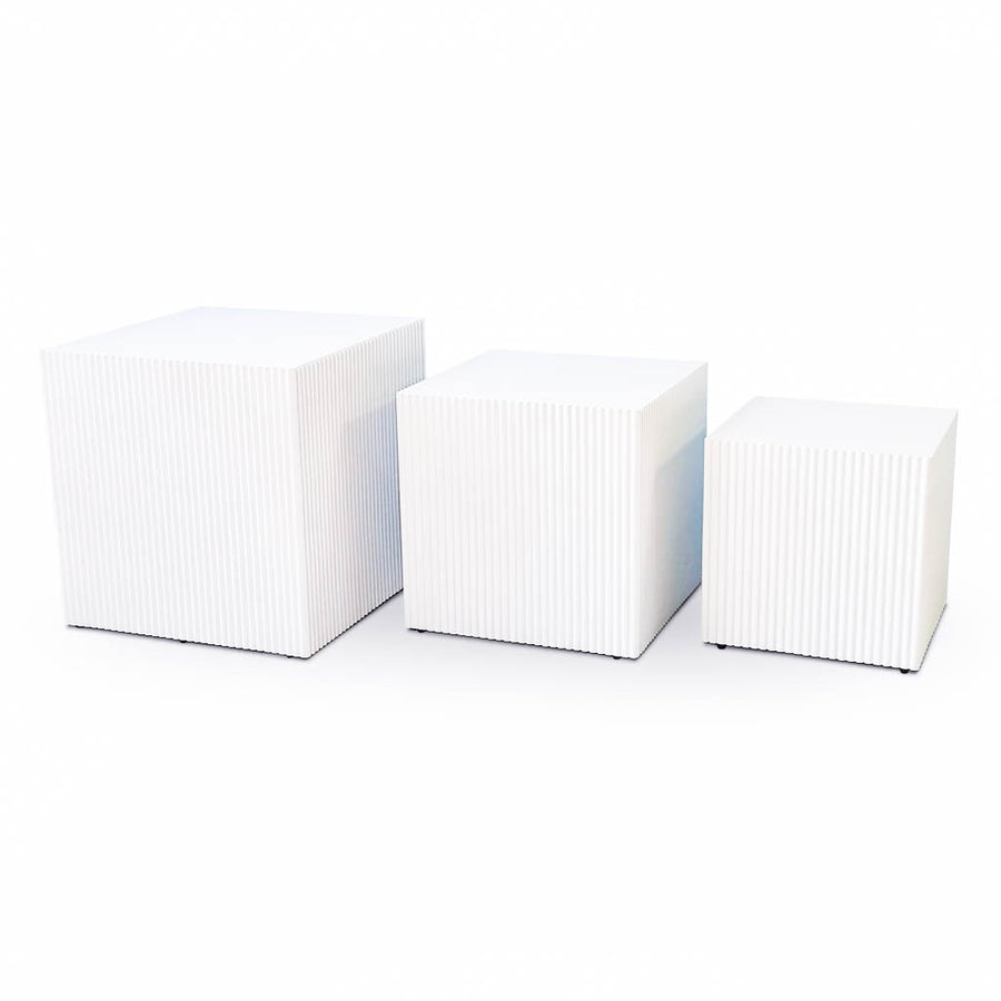 Side Table / Pillar - Square - White - MDF - S3 - 28|34|40cm