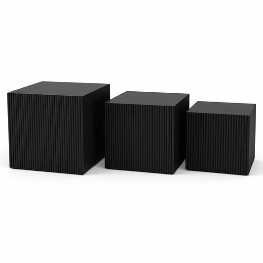 Side Table / Pillar - Square - Black - MDF -S3 - 29|34|40cm