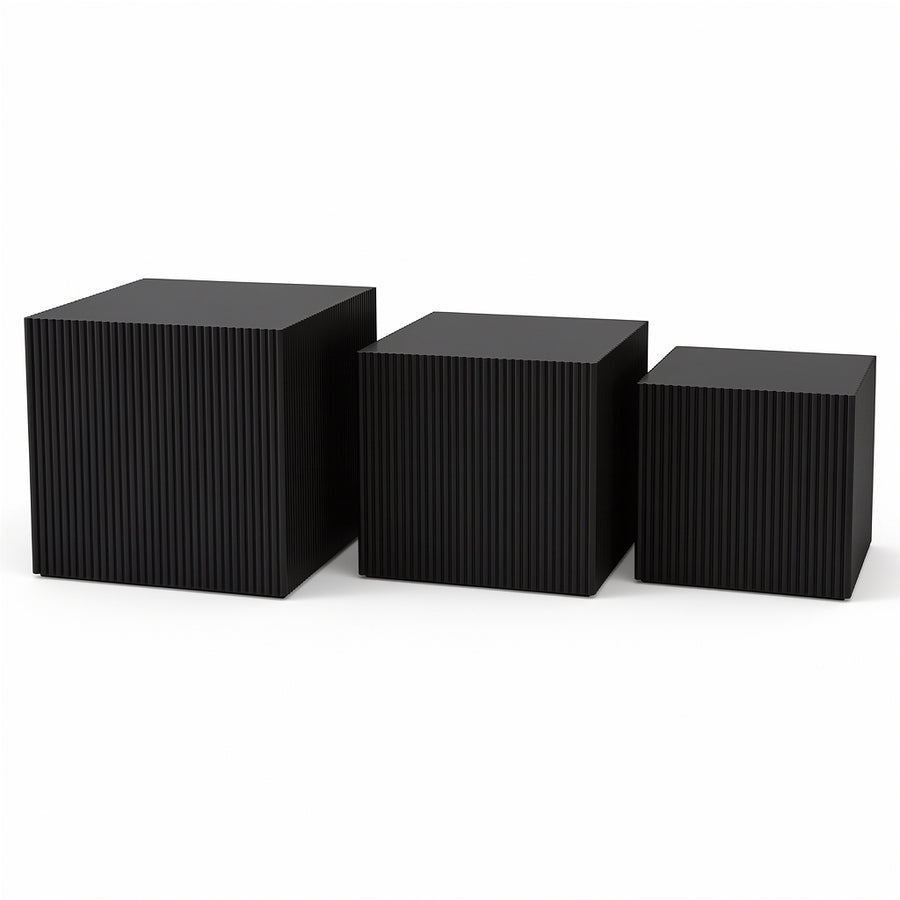 Side Table / Pillar - Square - Black - MDF -S3 - 29|34|40cm