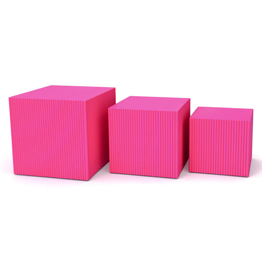 Side Table / Pillar - Square - Pink - MDF - S3 - 29|34|40cm