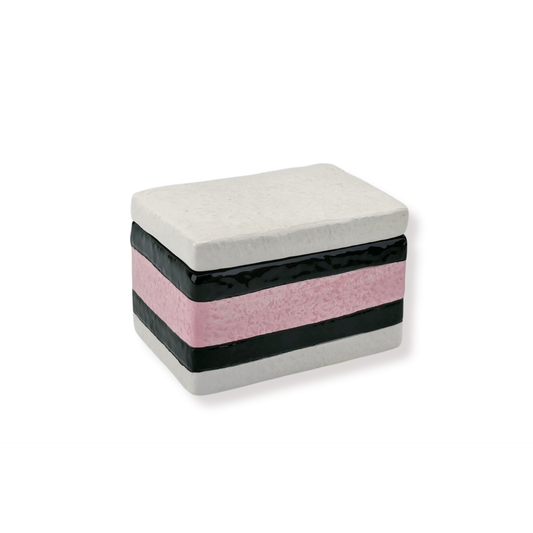 Storage jar - English Liquorice - Pink/White - 9x6x7cm