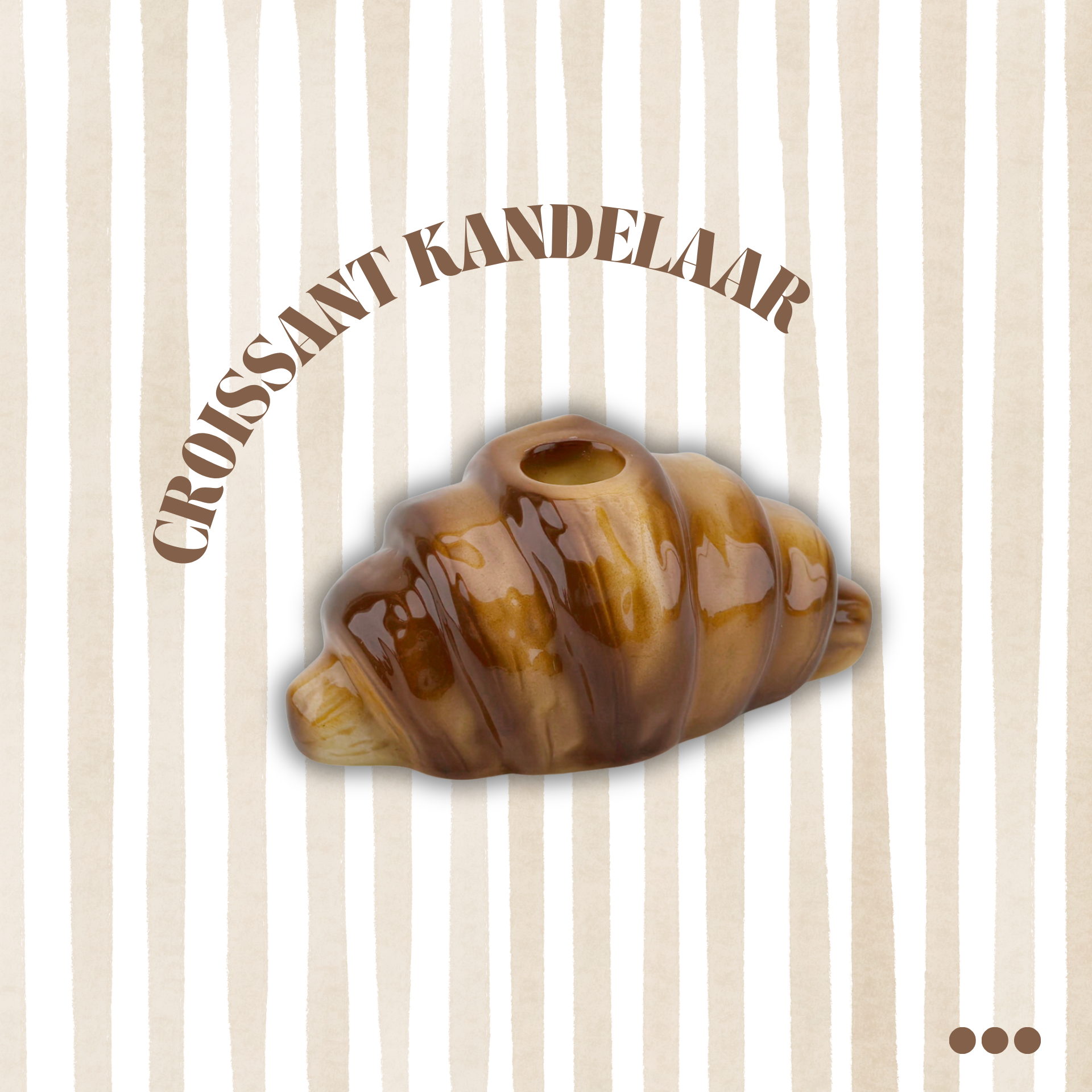 Candle Holder - Croissant - Brown - 14,5x8,5x6,5cm
