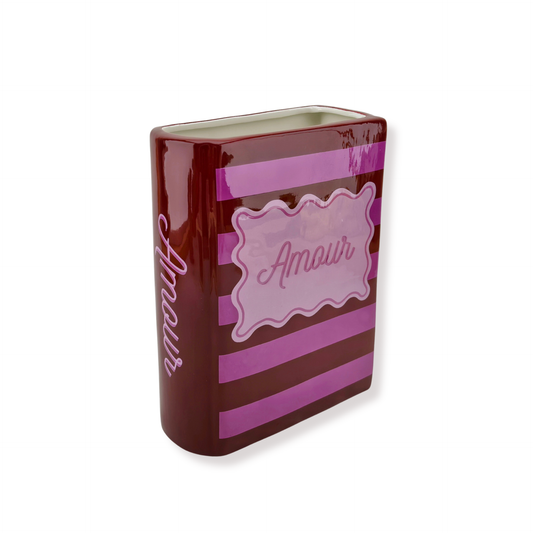 Flower Vase - Book Vase - Red/Pink - 16,5x7,5x21,5cm