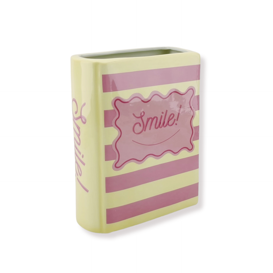 Flower Vase - Book Vase - Yellow/Pink - 16,5x7,5x21,5cm