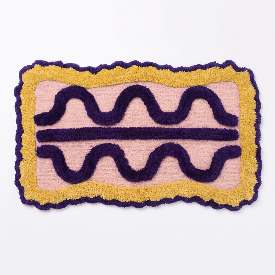 Bathmat - Life Flow - Lightpink/ Blue/ Yellow - 80x50x1 cm