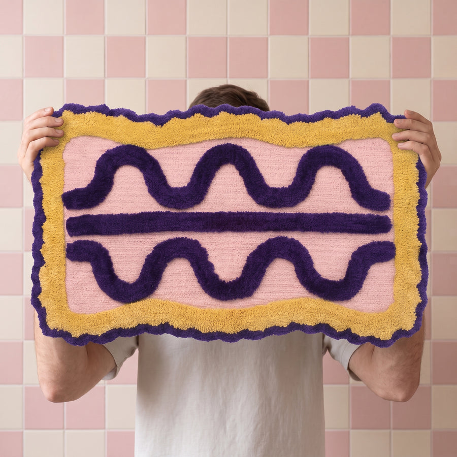 Bathmat - Life Flow - Lightpink/ Blue/ Yellow - 80x50x1 cm