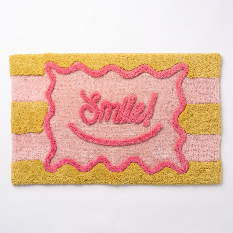 Bathmat - Smile -  Pink/ Yellow - 80x50x1 cm