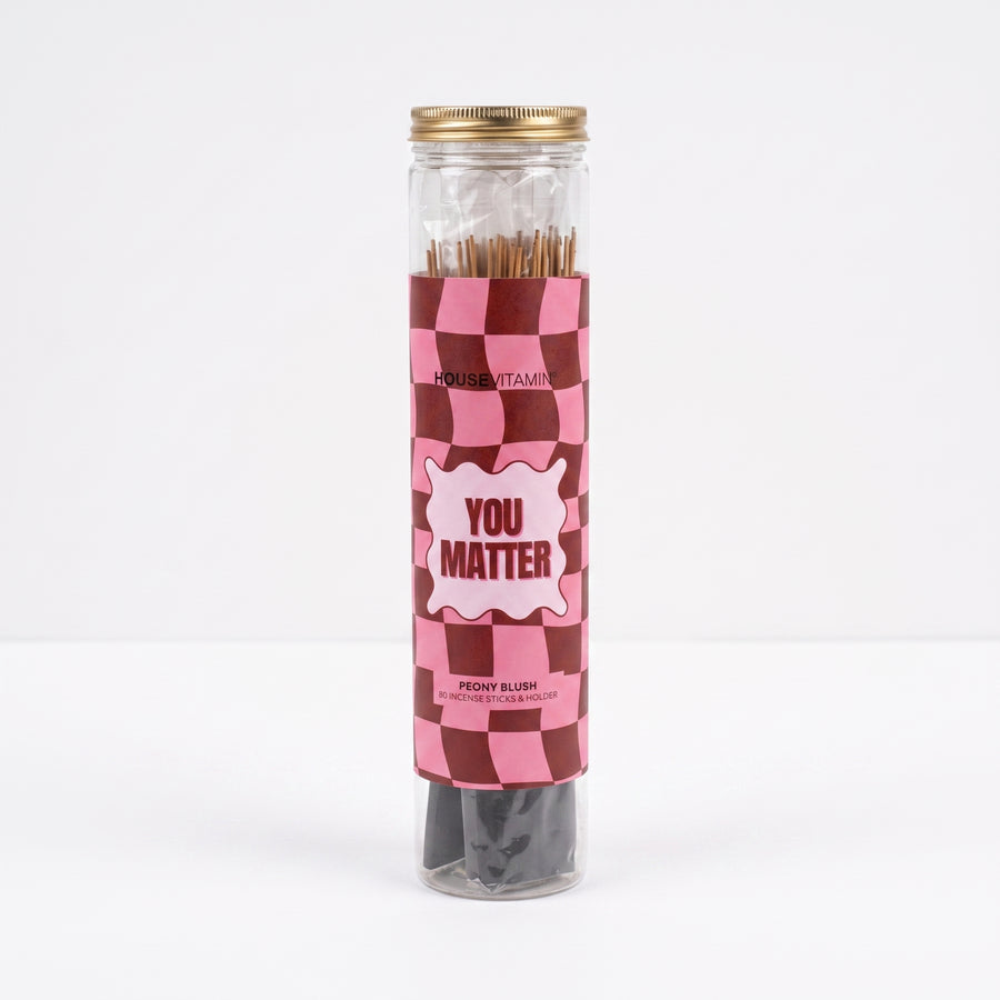 Incense Stick - with Ash Catcher - 'You Matter' - Peony Blush - Pink/ Red - 80 sticks