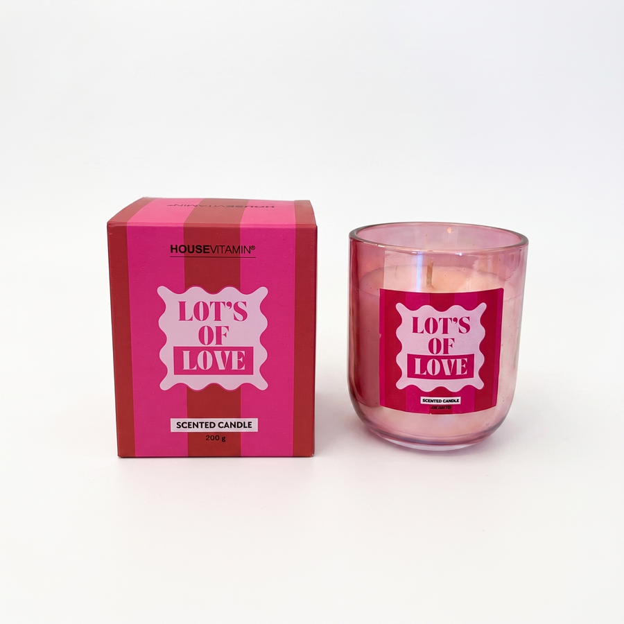 Scented Candle - 'Lot's of Love' - Velvet Musk - Red/ Pink - 200 grams