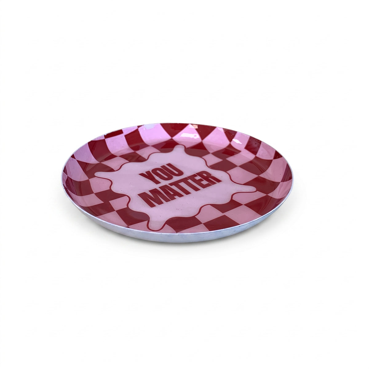 Tray - Metal - 'You Matter'- Round -Pink/ Red - 12,5x12,5x1 cm