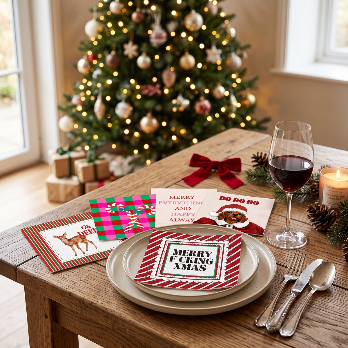 Paper Napkins “Candy Cane” – FSC – 3-Ply – 33x33 cm (20 Pcs)