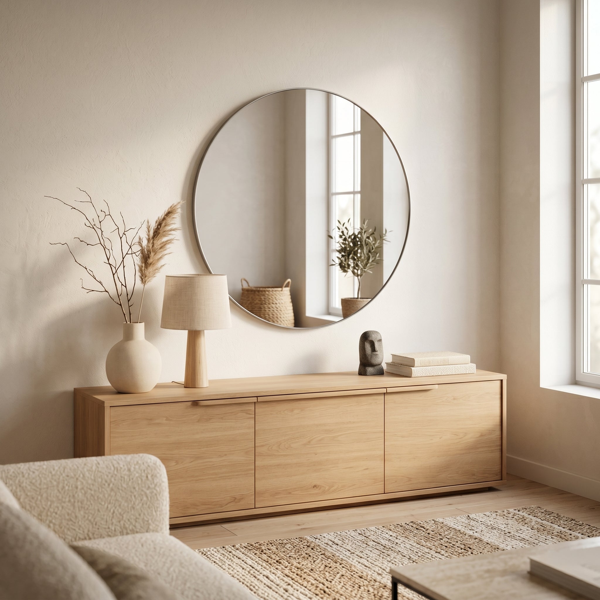 Mirror- Round Wall Mirror Ø80 cm – Taupe Metal Frame
