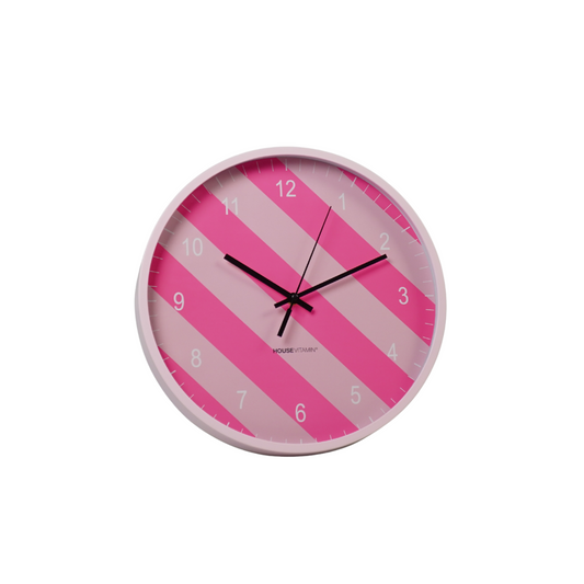 Clock - Wall Clock - Striped Pattern - Pink - 35x35x4cm