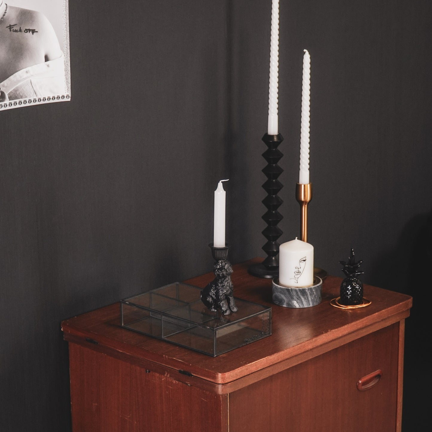 HV Labradoodle Candle Holder- Black-4x9x13 cm