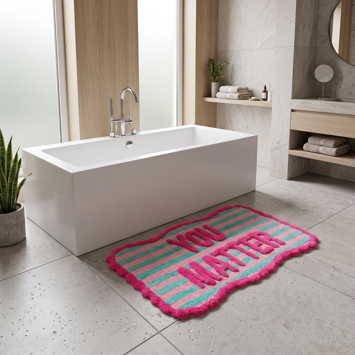 Bathmat - You Matter - Pink/ Mint - 80x50x1 cm